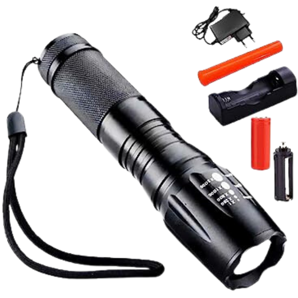 Lanterna Tática Militar X900 Recarregável Zoom.