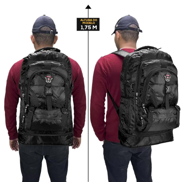 Mochila Para Viagem 50L Acampamento Trilha Semi Impermeável.