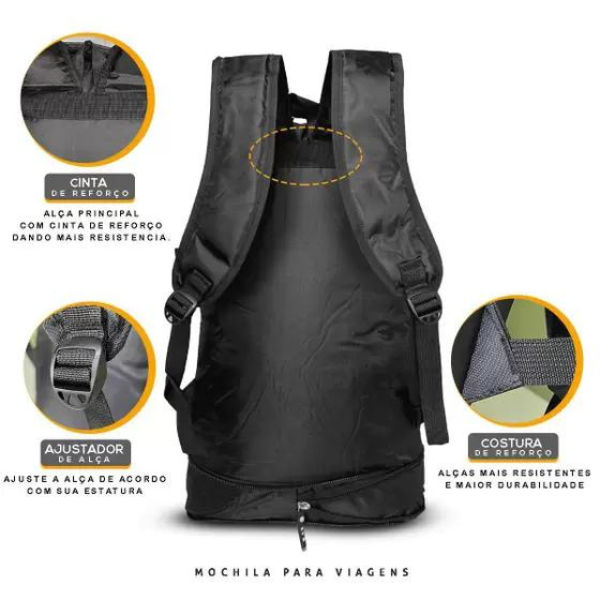 Mochila Para Viagem 50L Acampamento Trilha Semi Impermeável.