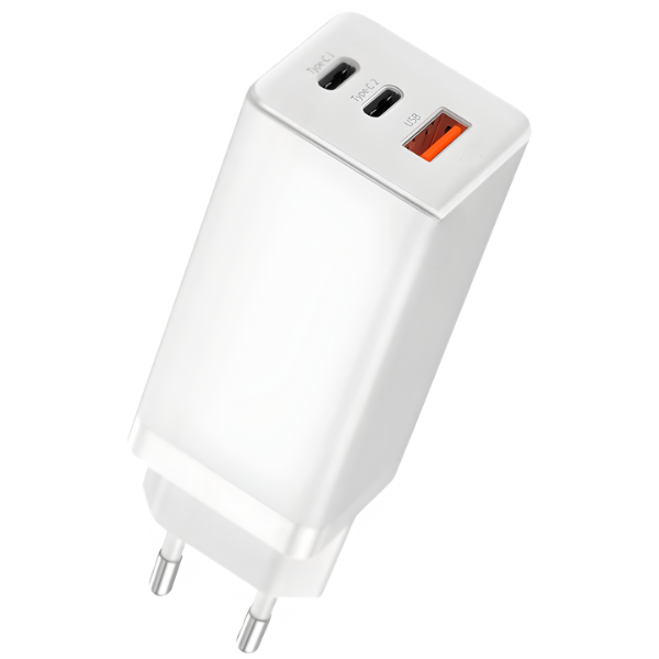 Carregador Rápido Gan 65W Quick Charger 3 Portas.