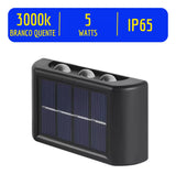 Arandela Externa Solar; 6 leds jardim escadas muros prova d'água