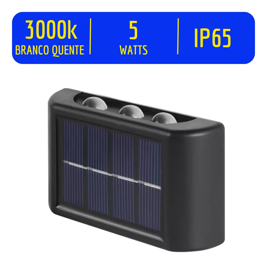 Arandela Externa Solar; 6 leds jardim escadas muros prova d'água