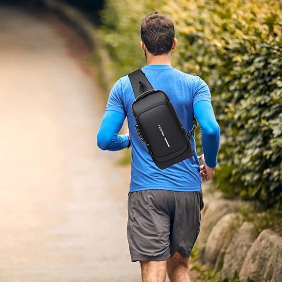 Pochet masculina com cadeado à prova d'água anti-roubo Azul