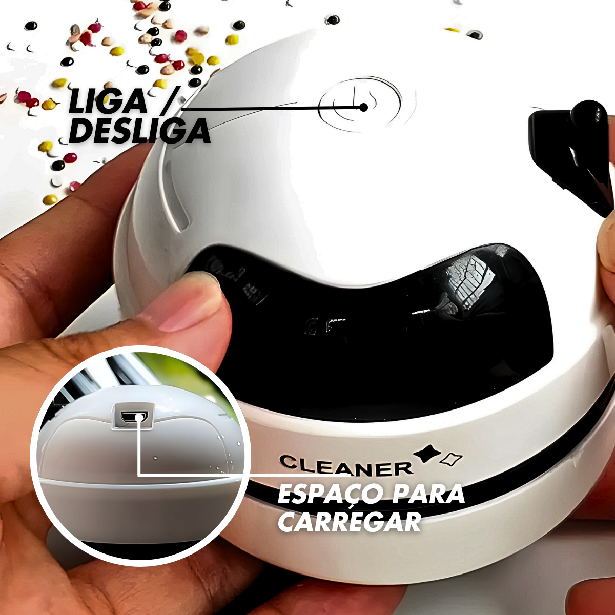 Mini Aspirador Mesa Papa Migalhas Com Coletor Recarregável.