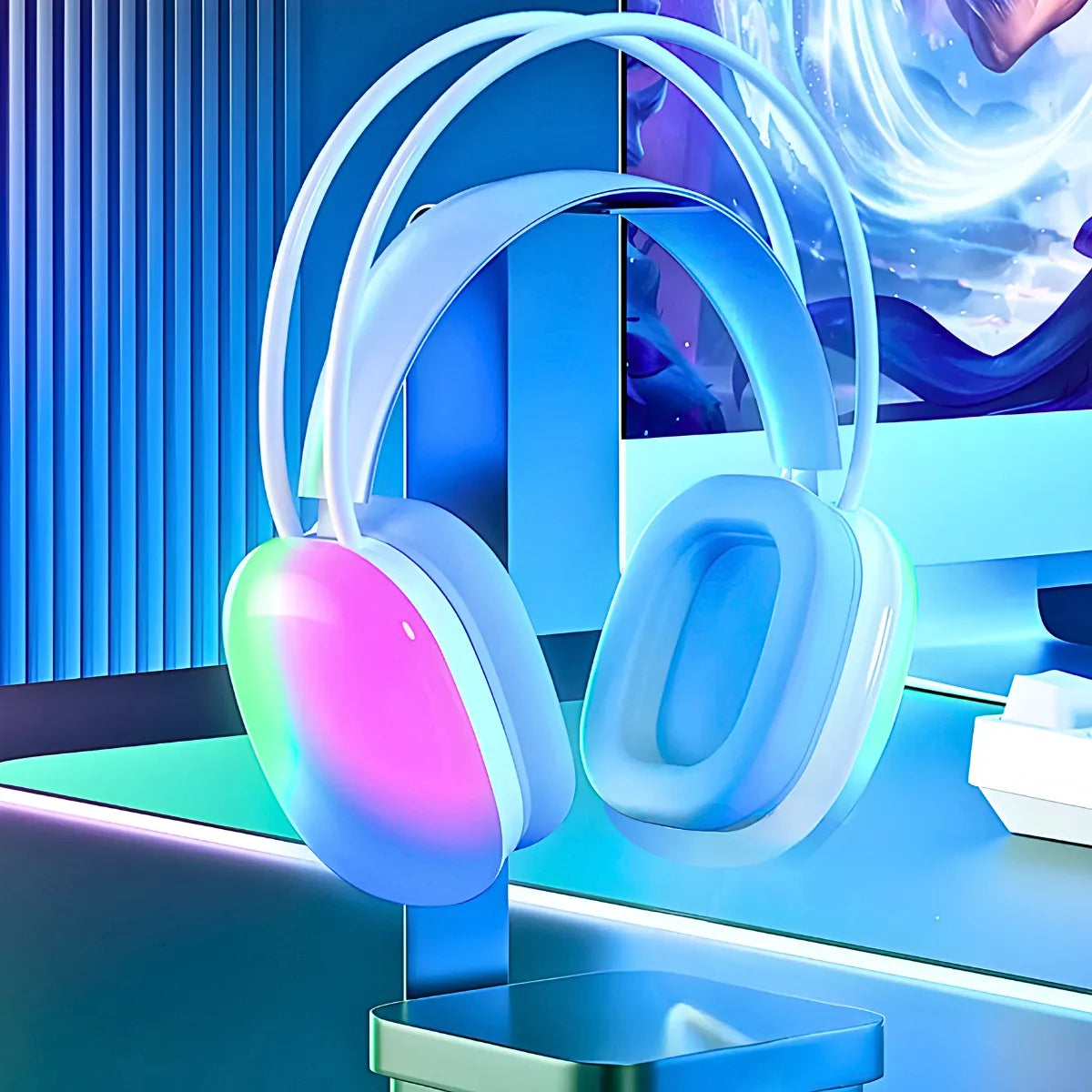 Fone De Ouvido Sem Fio Bluetooth V5.3 Com LED.