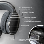 Fone De Ouvido Sem Fio Bluetooth V5.3 Com LED.