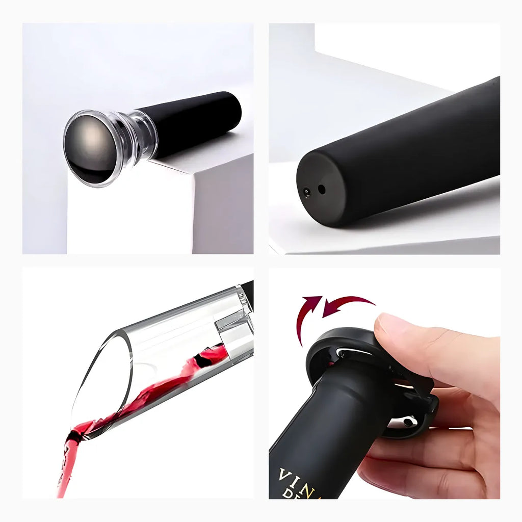 Kit Para Vinho Com Bico Aerador e Rolha Tampa a Vácuo.