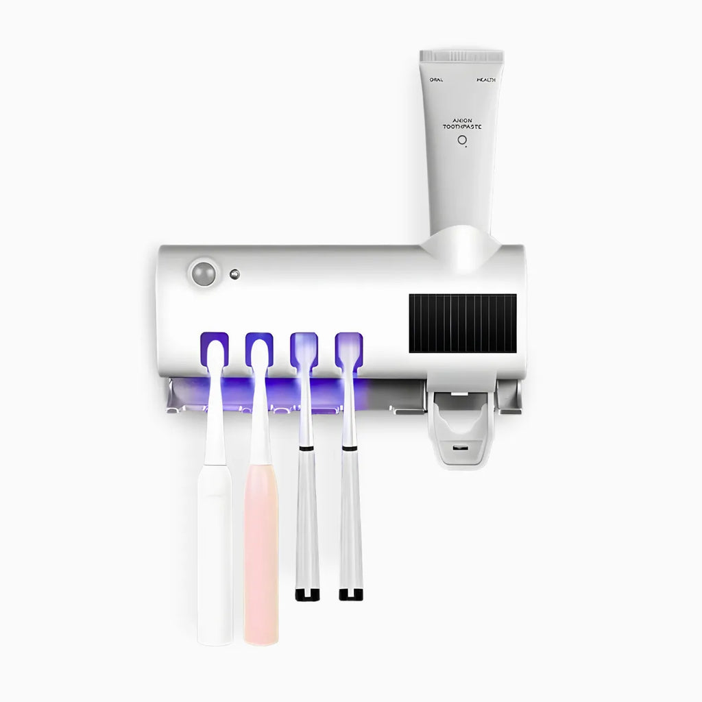 Suporte Com Esterilizador UV Porta Escova e Pasta de dente.