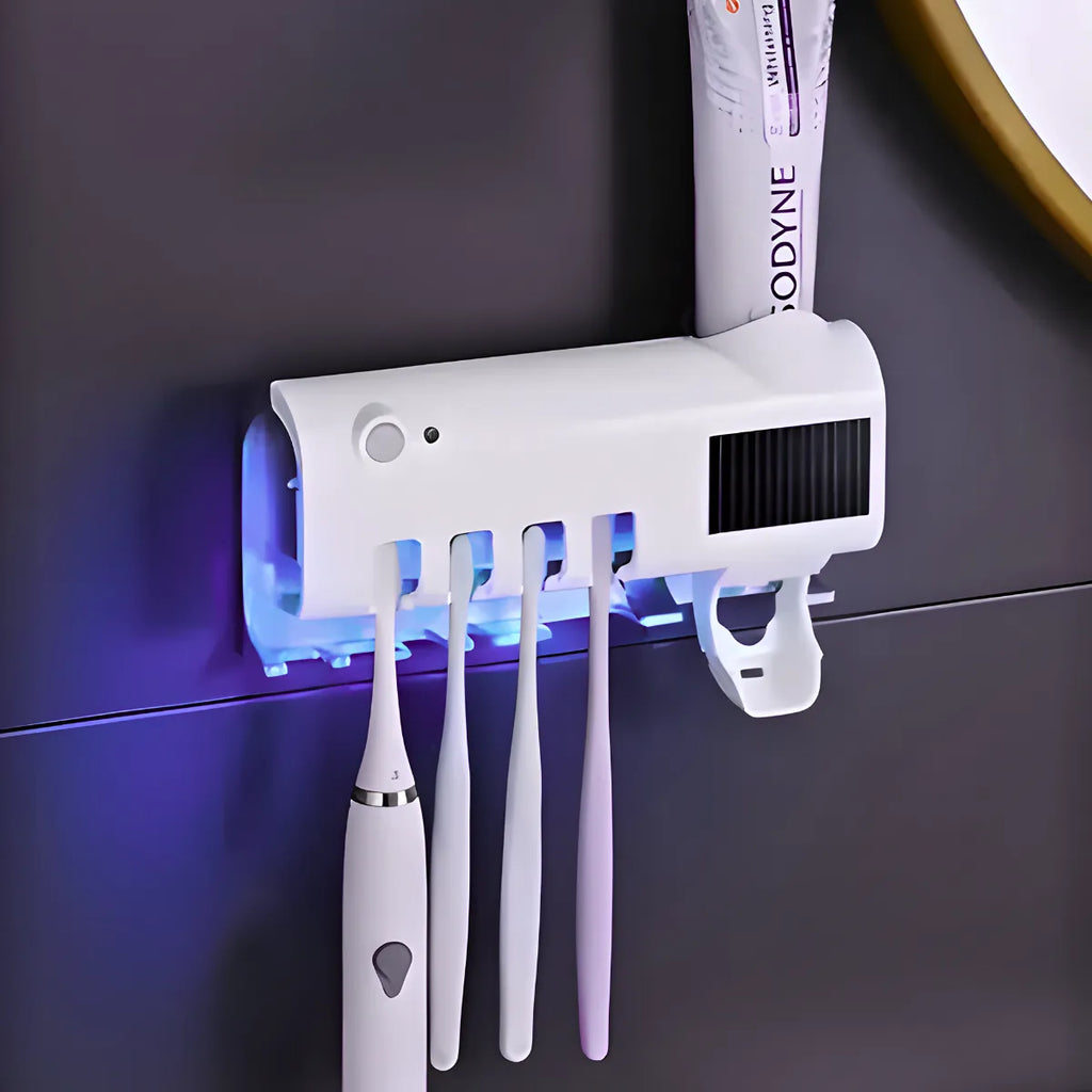 Suporte Com Esterilizador UV Porta Escova e Pasta de dente.