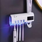 Suporte Com Esterilizador UV Porta Escova e Pasta de dente.