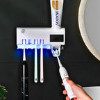 Suporte Com Esterilizador UV Porta Escova e Pasta de dente.