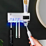 Suporte Com Esterilizador UV Porta Escova e Pasta de dente.