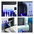 Suporte Com Esterilizador UV Porta Escova e Pasta de dente.