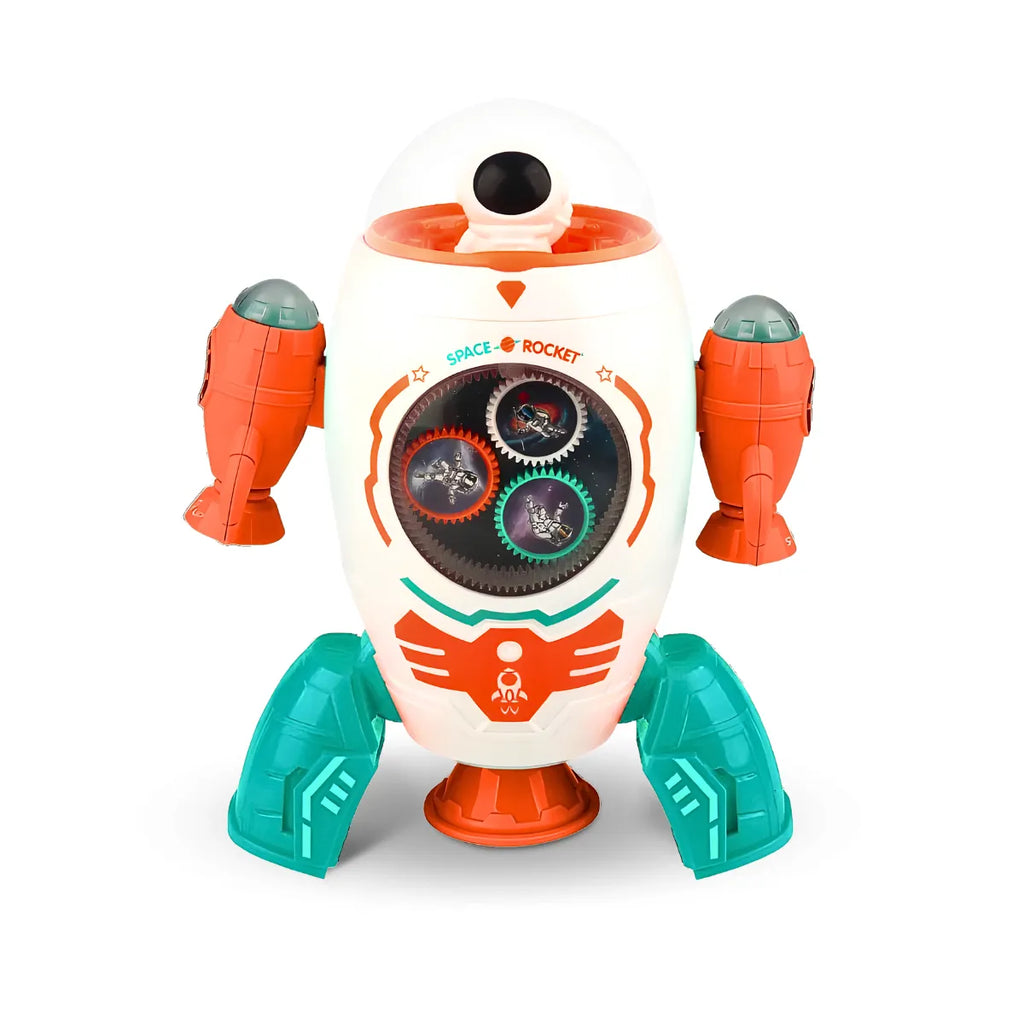 Foguete Espacial; Giratório 360° Com Mini Astronauta