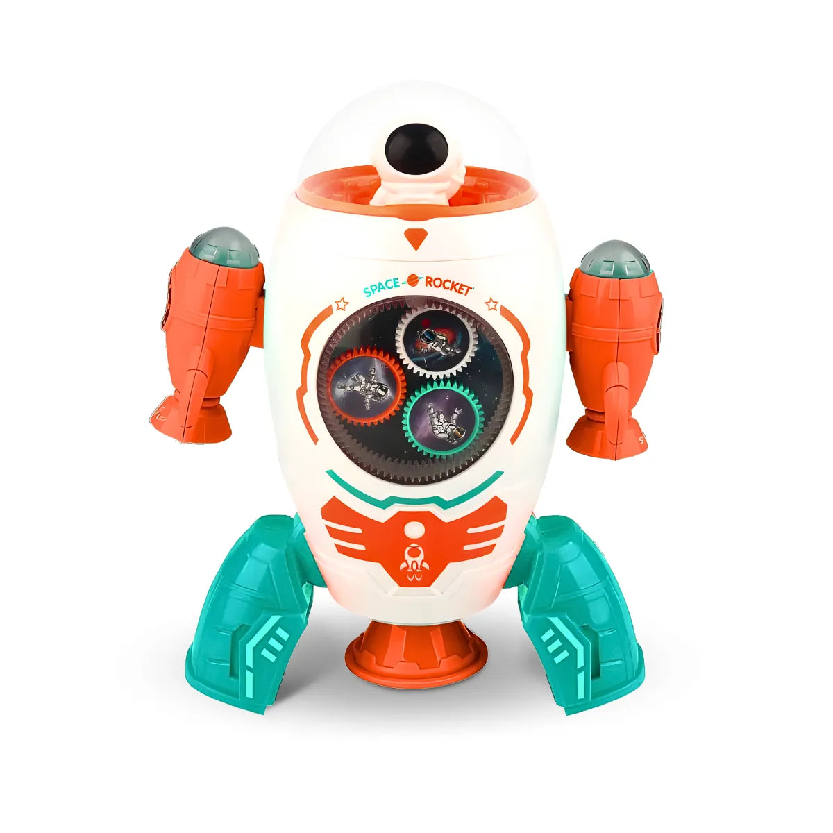 Foguete Espacial; Giratório 360° Com Mini Astronauta