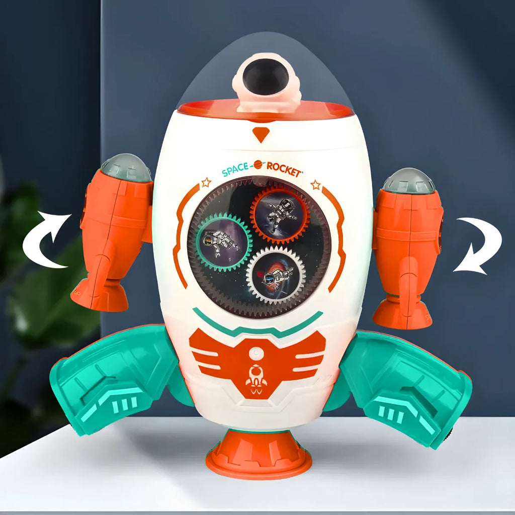Foguete Espacial; Giratório 360° Com Mini Astronauta