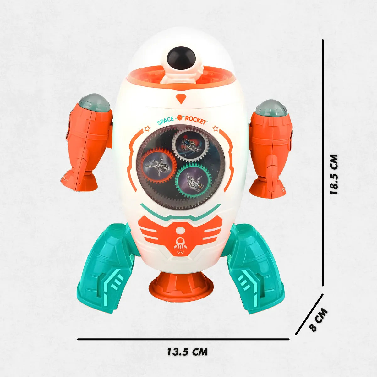 Foguete Espacial; Giratório 360° Com Mini Astronauta