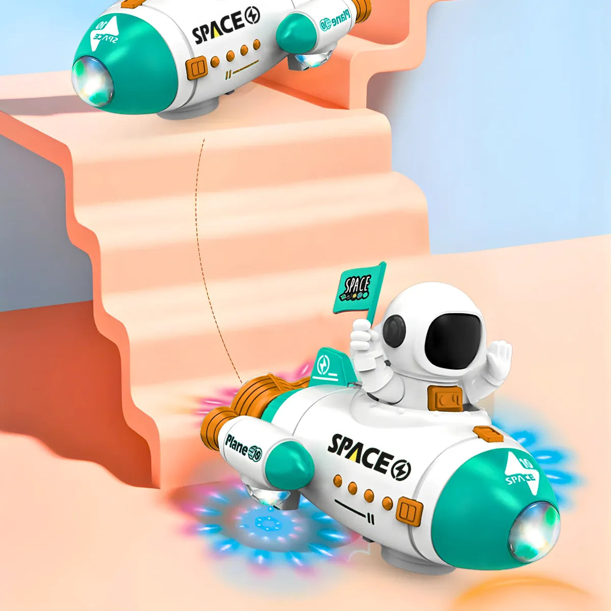 Foguete Astronauta; Giratório 360° Luz Led Música