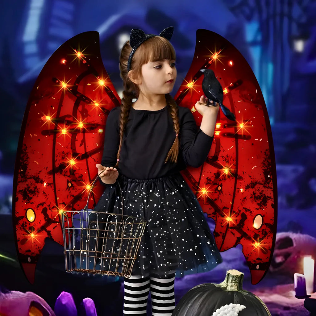 Fantasia de Asas para festas com Led e Música modelo Dragão.