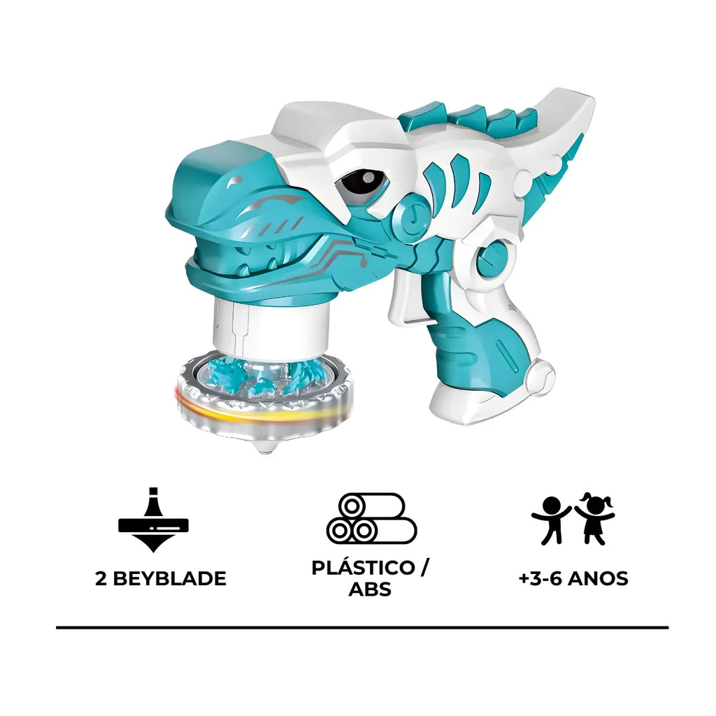 Brinquedo Beyblade Batalha Dinossauro Lançador De Disco.