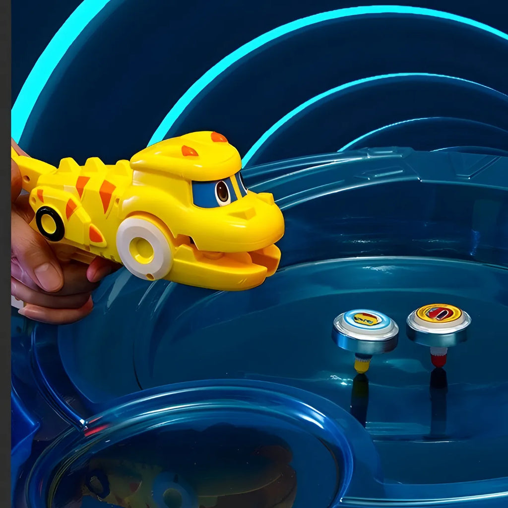 Beyblade + 2 Lançadores Dinossauro Amarelo.