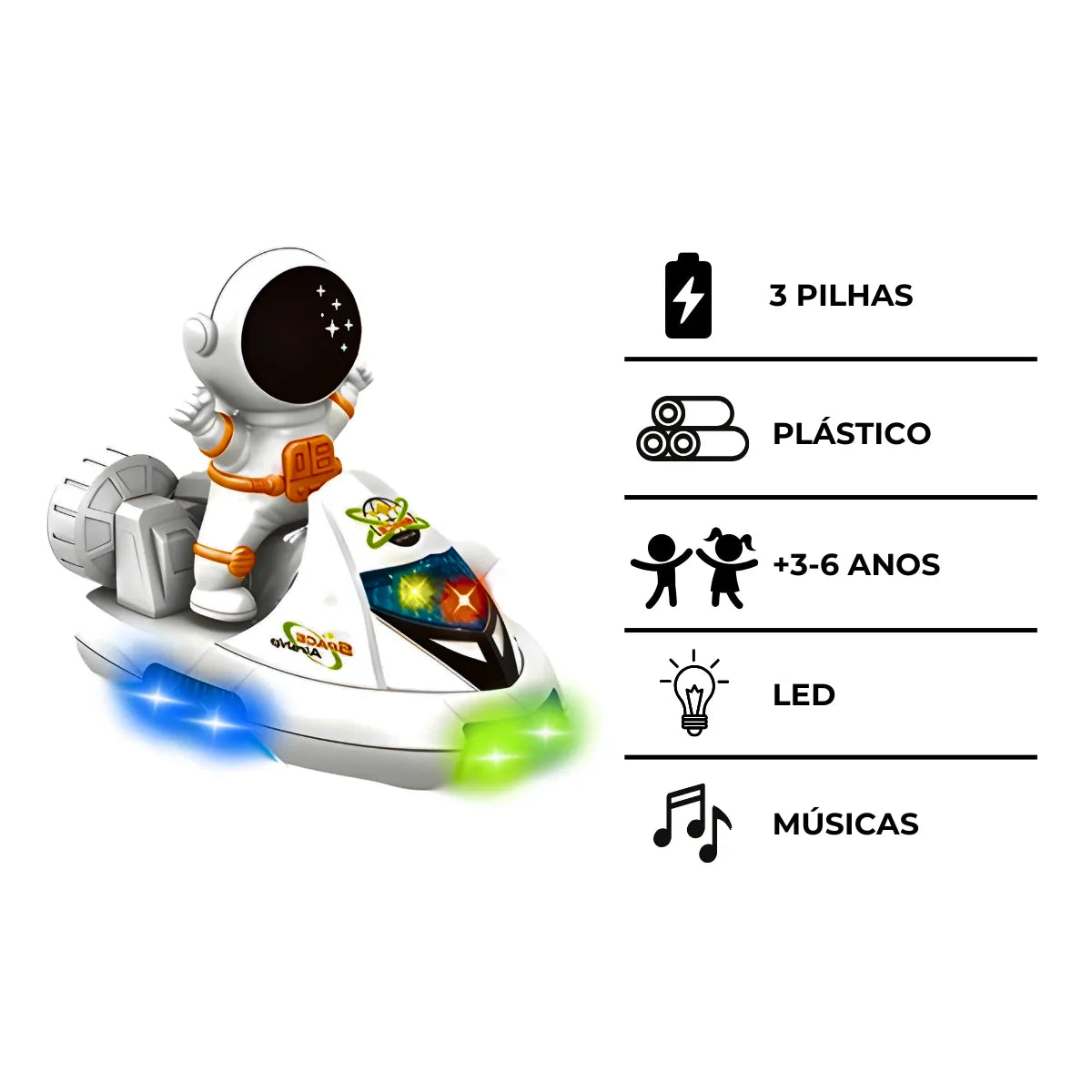 Lancha Espacial Brinquedo com Luz e Som