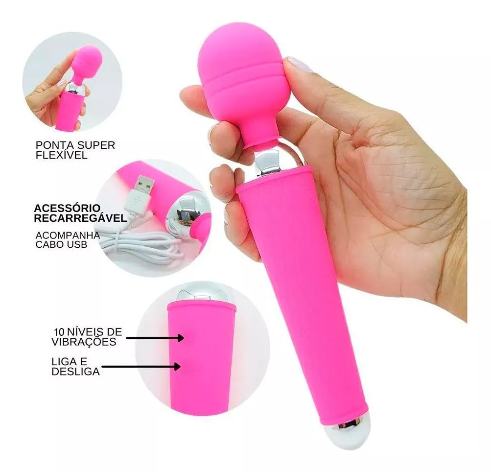Vibrador Feminino Massageador Clitoriano Varinha Mágica.