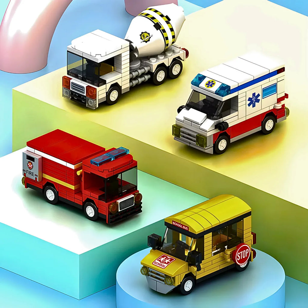 Brinquedo Blocos de Construção Carro Ônibus Escolar.