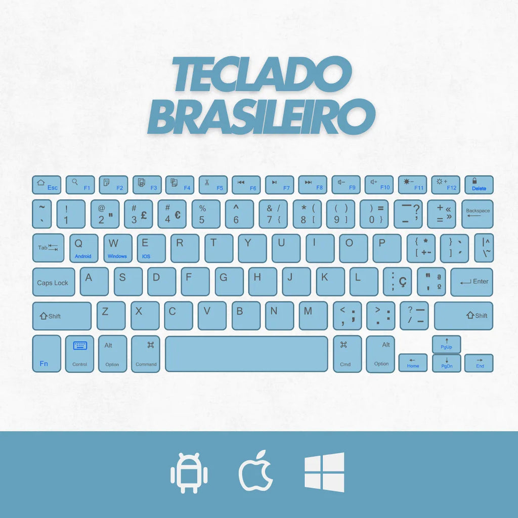 Teclado Sem Fio Bluetooth Recarregável Com Mouse - AZUL