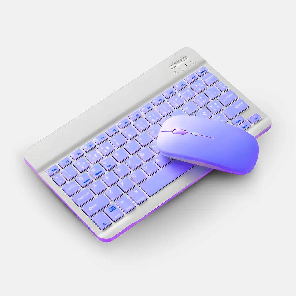 Teclado Sem Fio Bluetooth Recarregável Com Mouse - ROXO