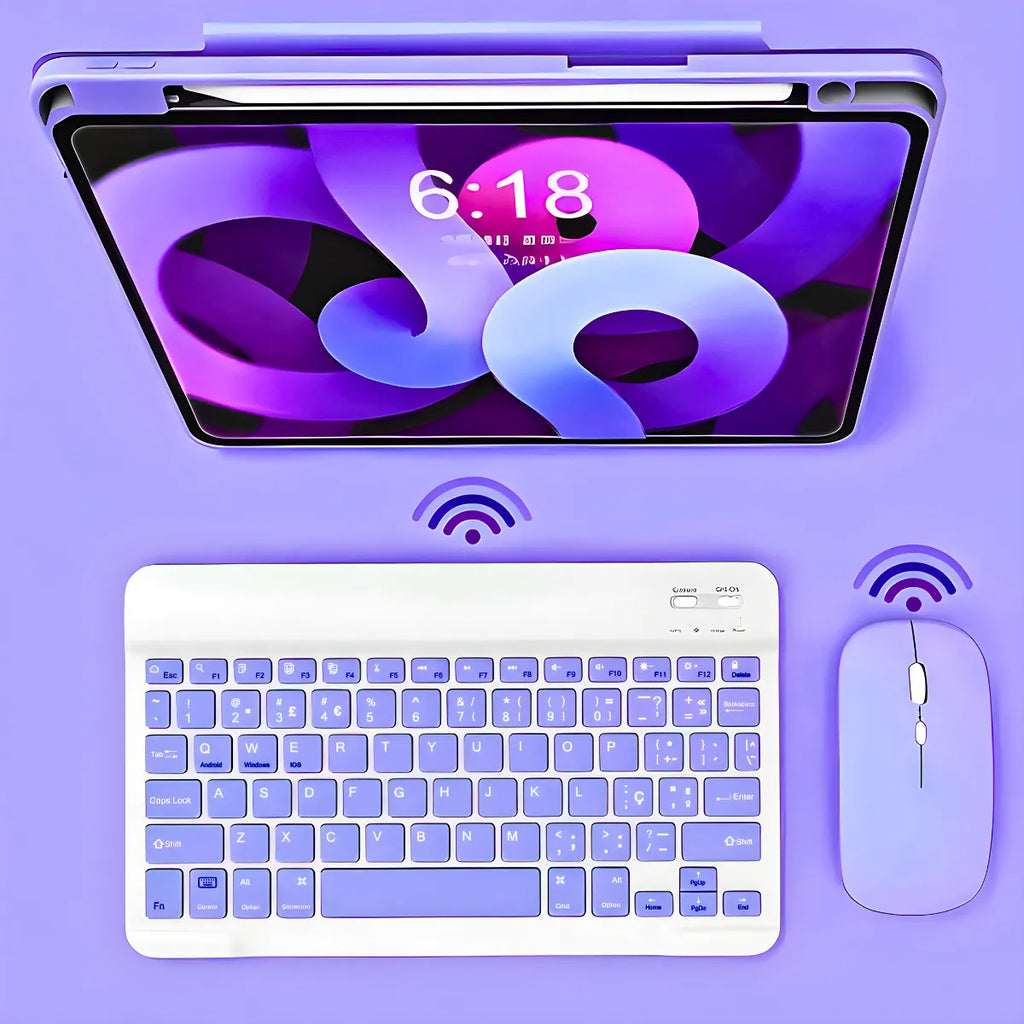 Teclado Sem Fio Bluetooth Recarregável Com Mouse - ROXO