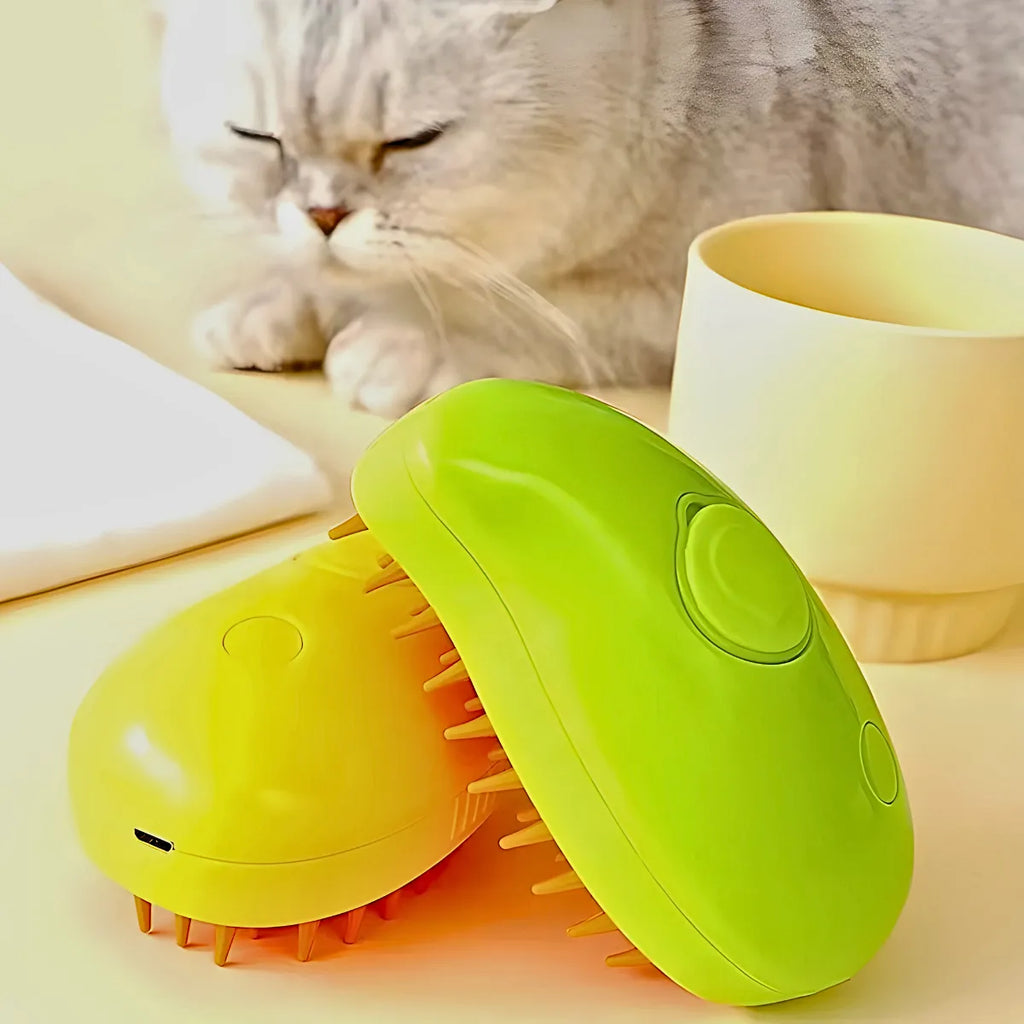 Escova Autolimpante 3 Em 1 Para Pets A Vapor com Spray.