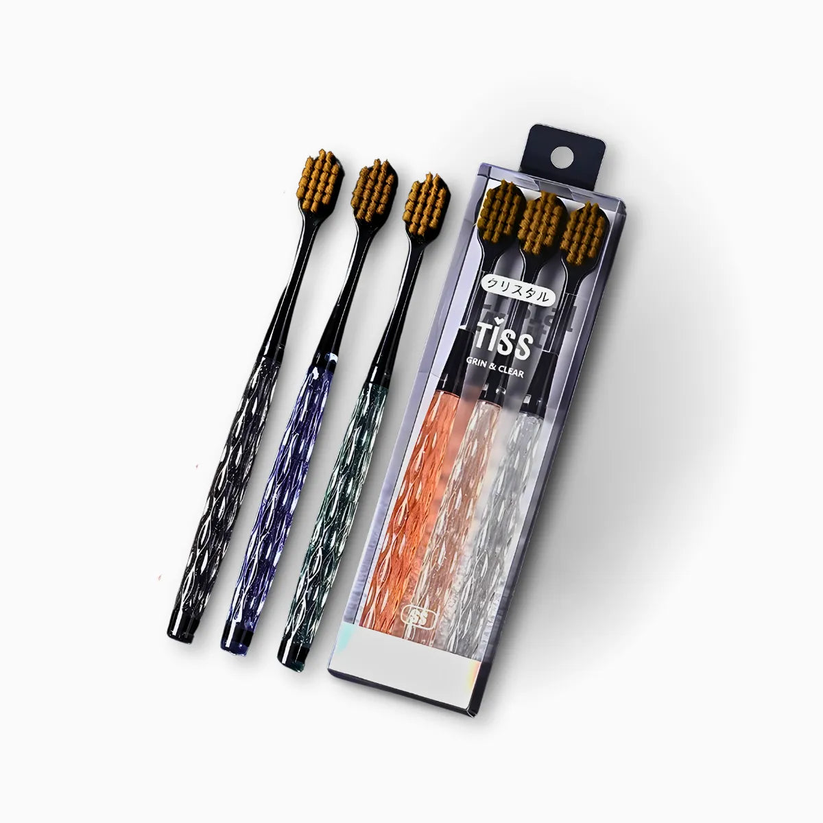 Kit 3 Escovas De Dente com Cabo De Cristal.