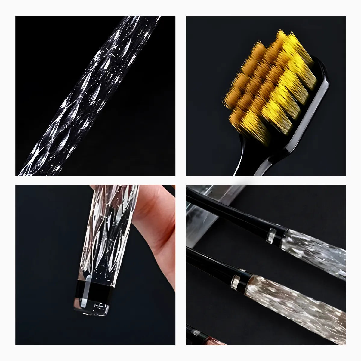 Kit 3 Escovas De Dente com Cabo De Cristal.