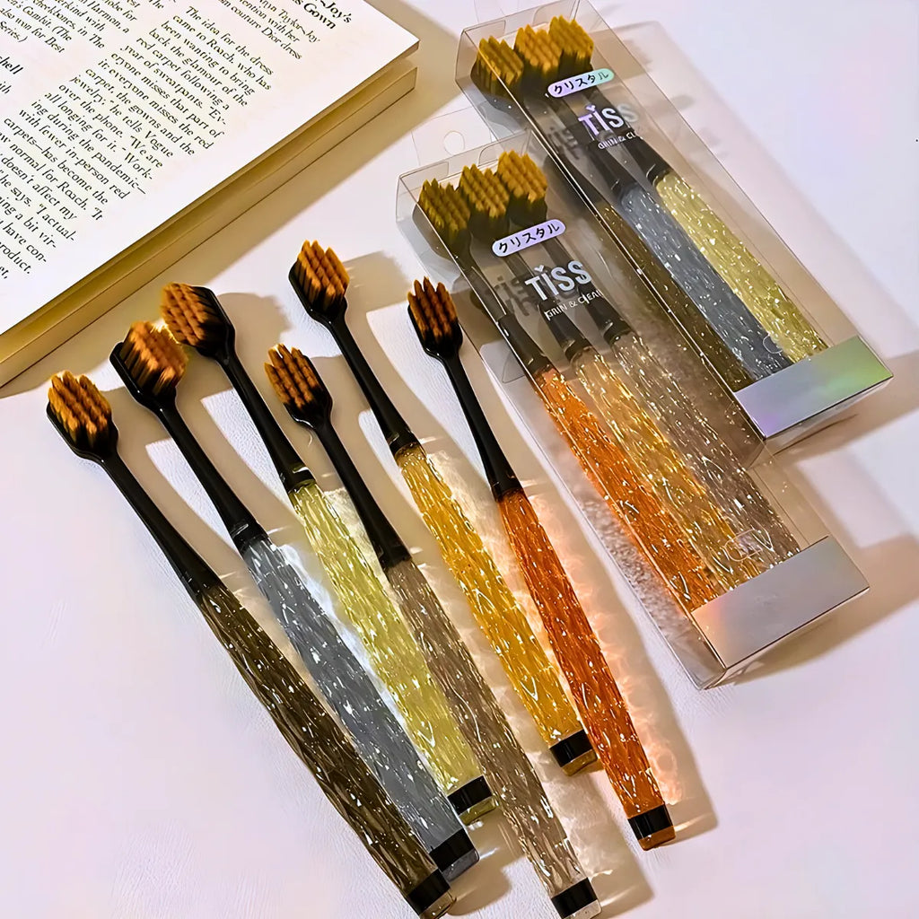 Kit 3 Escovas De Dente com Cabo De Cristal.