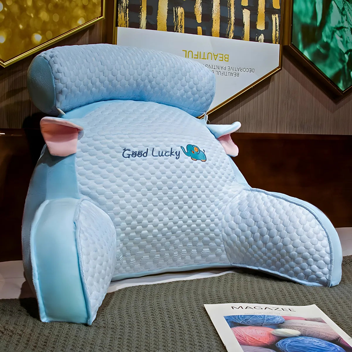 Travesseiro Multifuncional de Descanso e Apoio Azul.