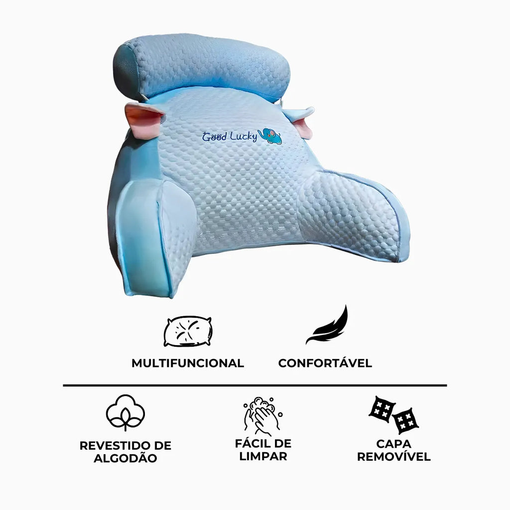 Travesseiro Multifuncional de Descanso e Apoio Azul.