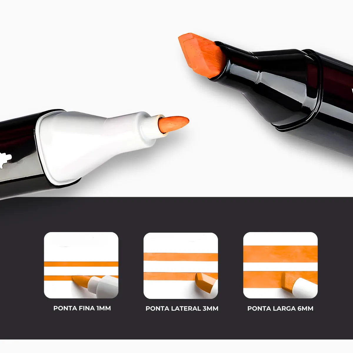 Conjunto De Canetas Marcador Permanente Ponta Dupla 48 Cores