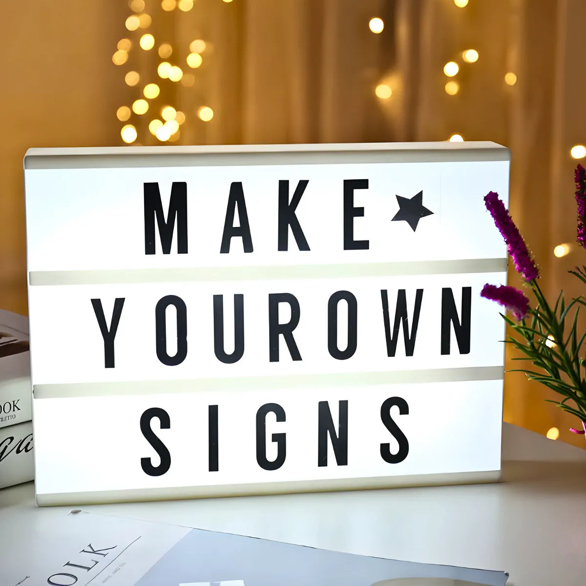 Caixa Luminária Mensagem Decorativa.