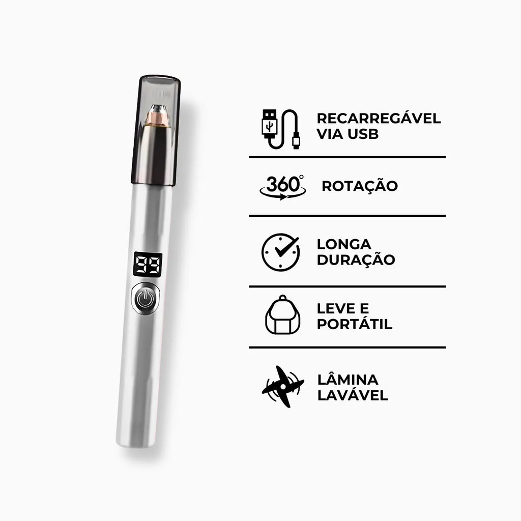 Caneta Depiladora Aparadora Facial Elétrico Portátil; BRANCO