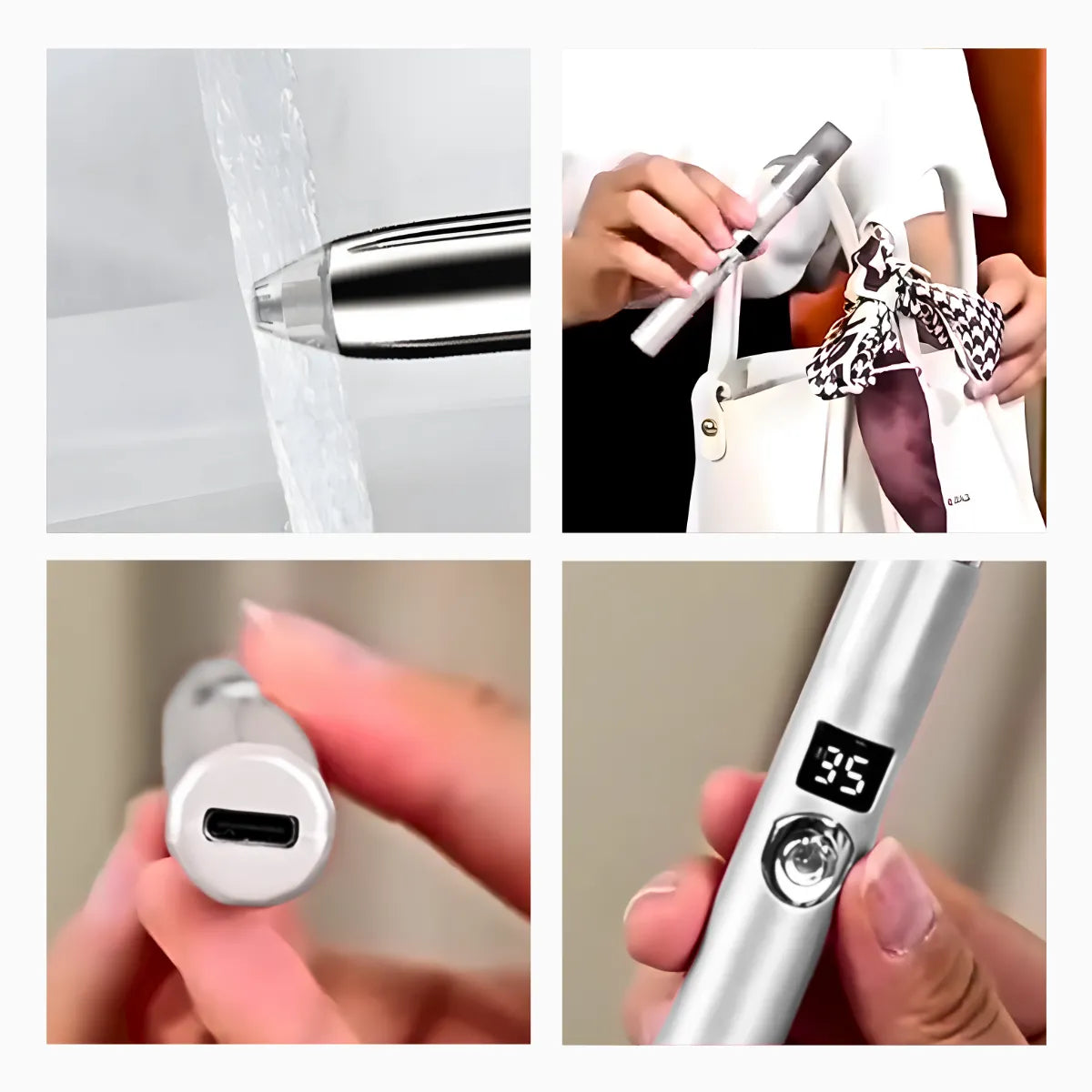 Caneta Depiladora Aparadora Facial Elétrico Portátil; BRANCO