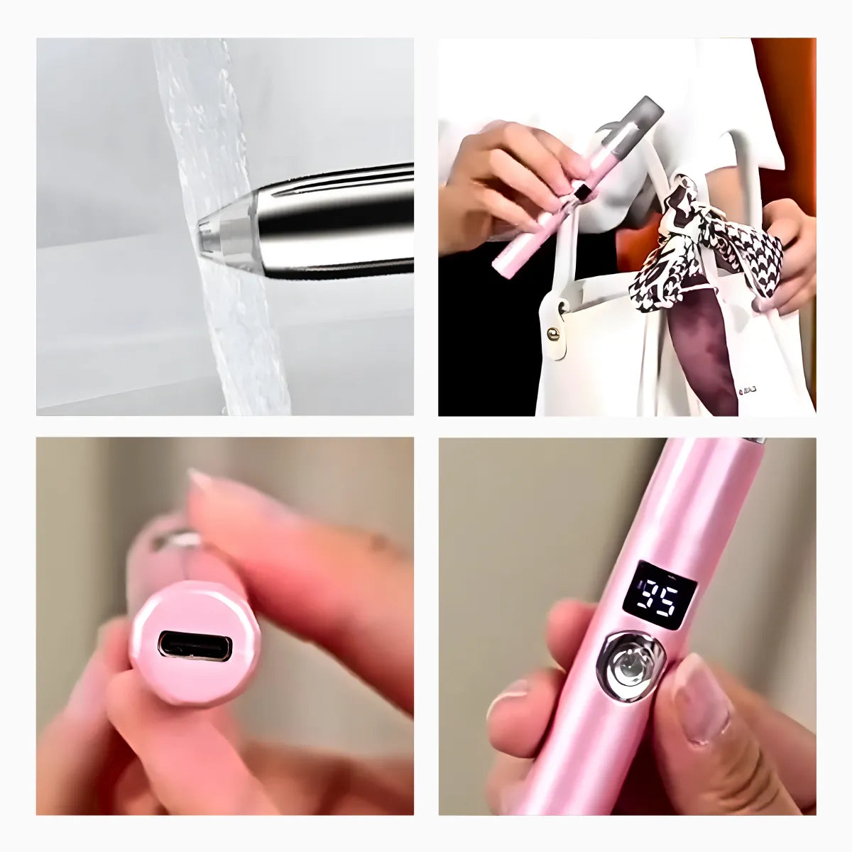 Caneta Depiladora Aparadora Facial Elétrico Portátil - ROSA