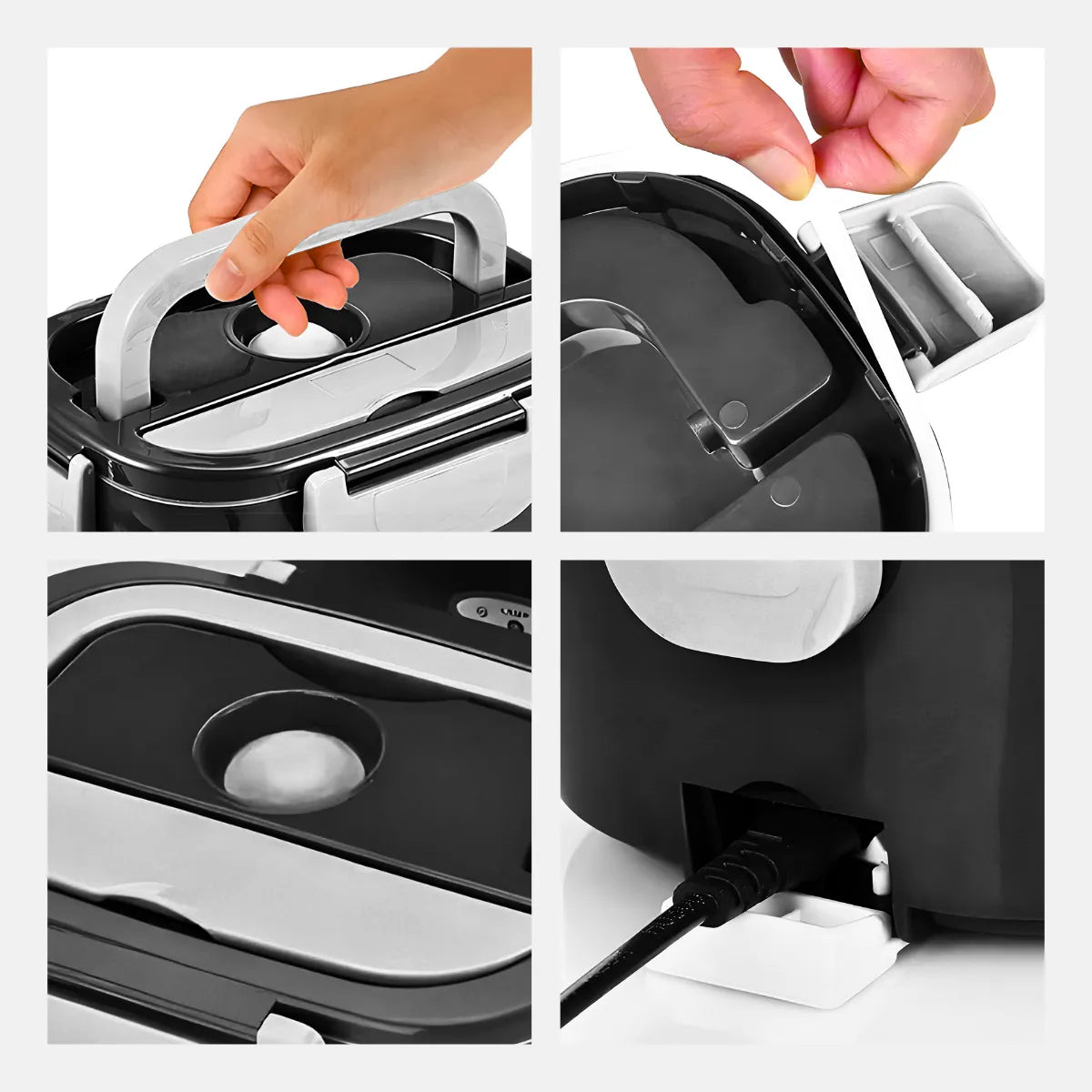 Marmita Elétrica Portátil Bivolt - PRETO.