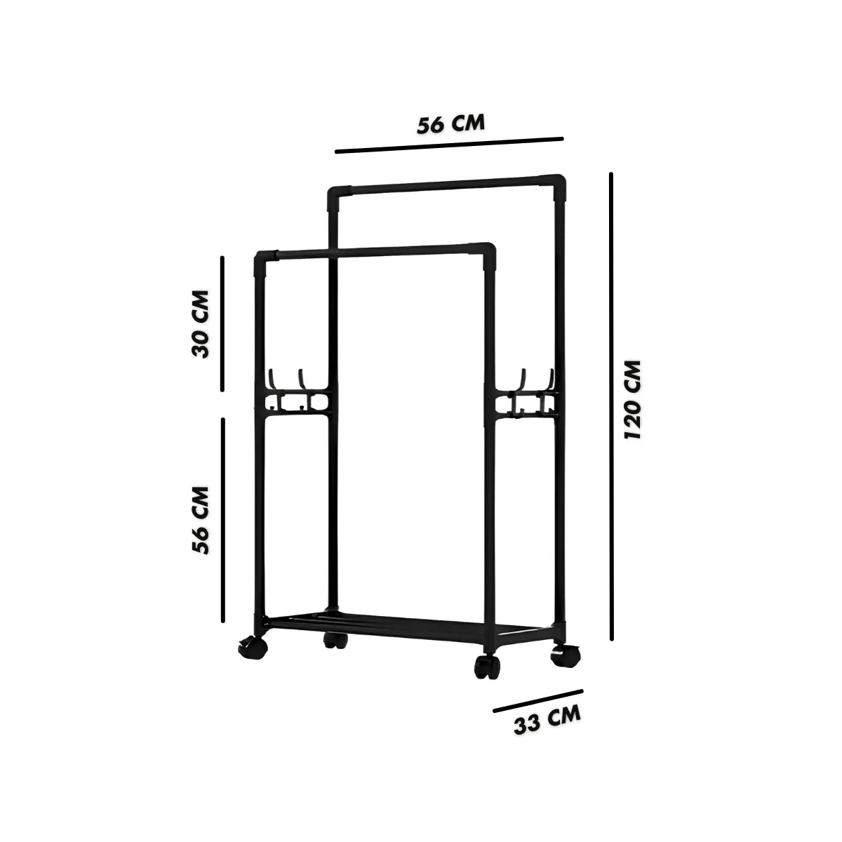 Cabideiro Duplo Arara Multiuso Móvel.