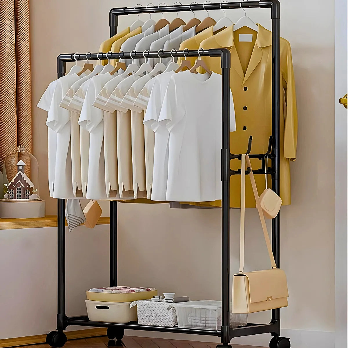 Cabideiro Duplo Arara Multiuso Móvel.