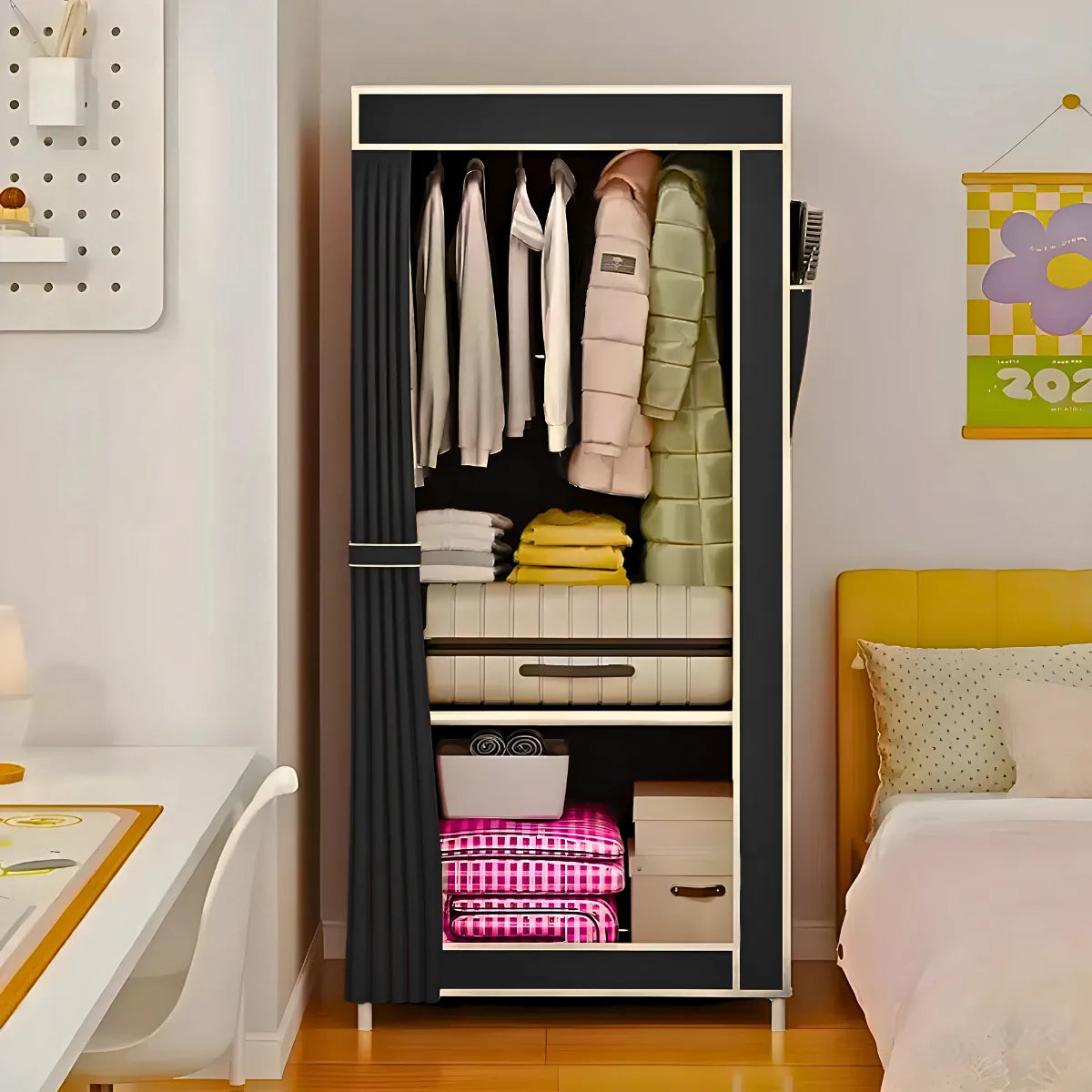 Guarda Roupa Closet Dobrável Organizador com Capa de Tecido.