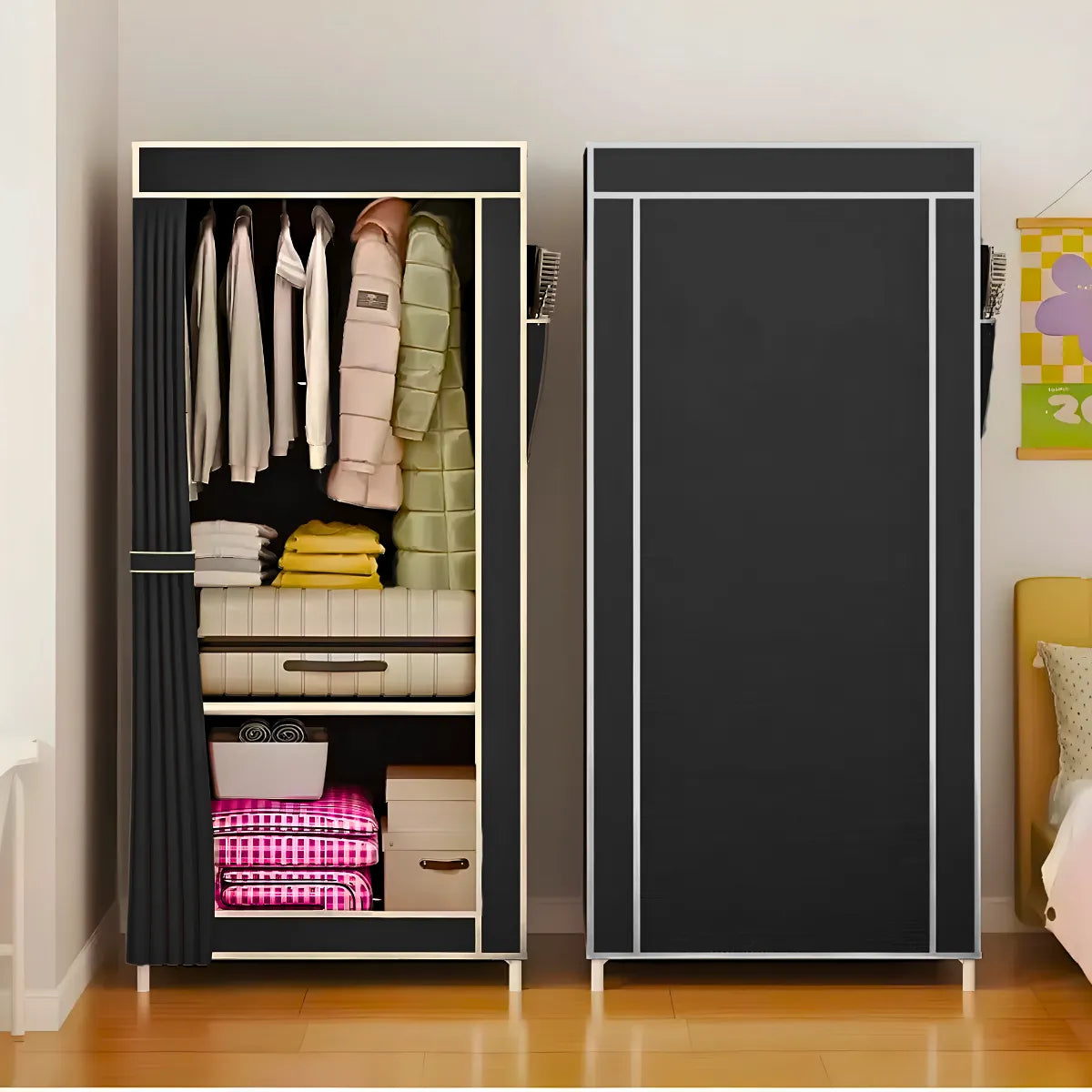 Guarda Roupa Closet Dobrável Organizador com Capa de Tecido.