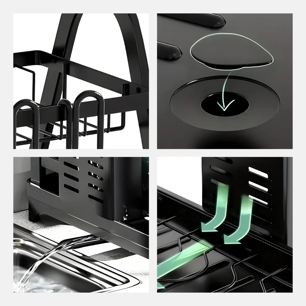 Escorredor e Organizador De Louças Inox Preto.