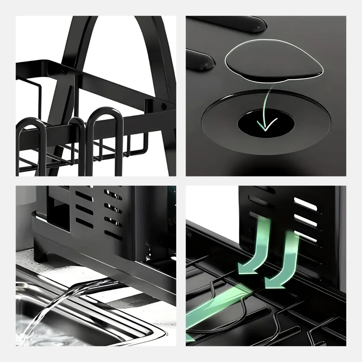 Escorredor e Organizador De Louças Inox Preto.