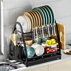 Escorredor e Organizador De Louças Inox Preto.